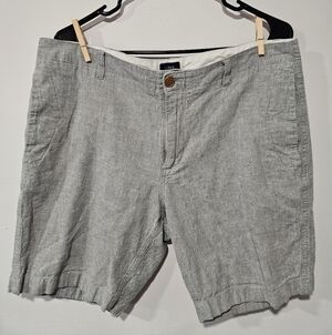 J. Crew Linen Blend Gray Flat Front Men's Casual Shorts Size 35
